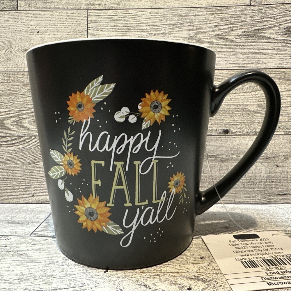 HOBBY LOBBY 16oz Happy Fall Y'all Coffee Mug Ceramic Autumn Harvest‎